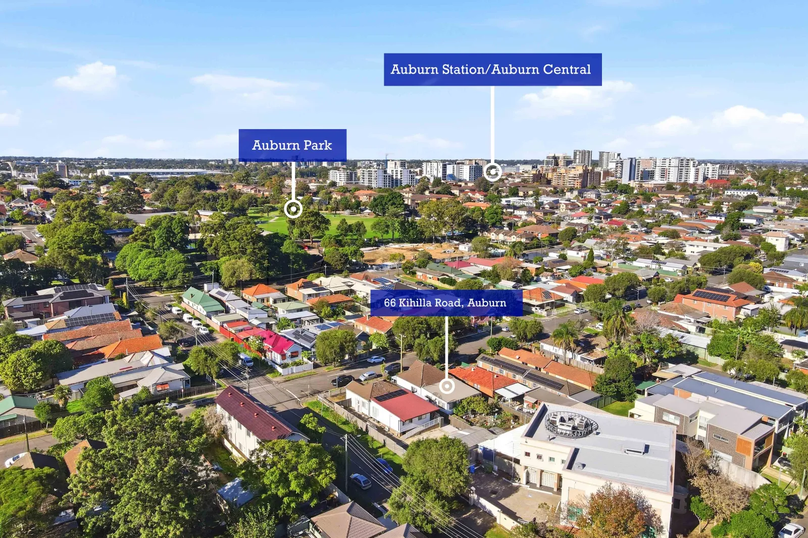 Drone image with location callouts